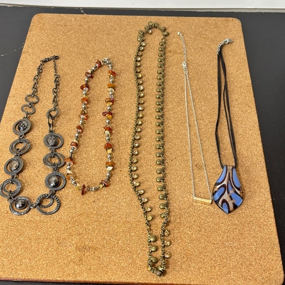 Jewelry - Assorted Women's Necklace Blue Pendant Gold Beaded Amber Bead Styles Costume